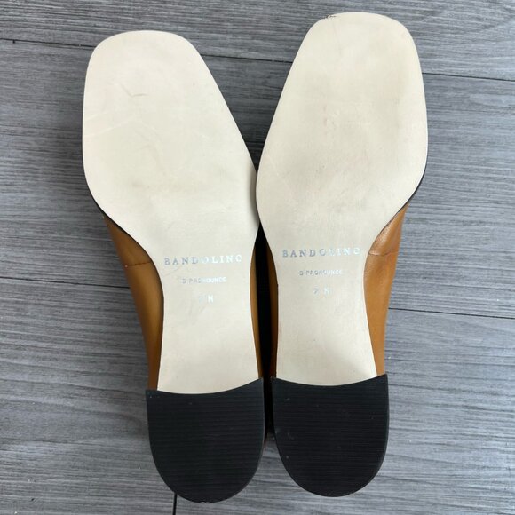 Vintage Bandolino Tan Square Toe Loafers Block Heel Size Size W7 - Picture 4 of 6